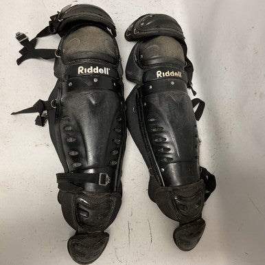 Used RIDDELL CATCHER SHIN GUARDS Catchers Leg Guards Black Adult 11855-S000190017