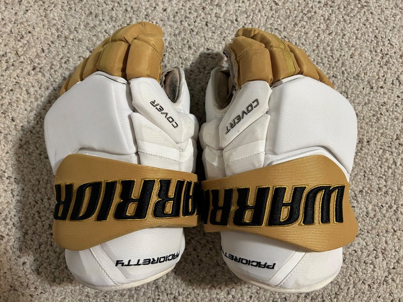 White Vegas Golden Knights Warrior Covert Pro Stock Gloves 14" used, excellent