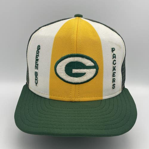 Vintage Green Bay Packers AJD Lucky Stripes Snapback Hat Made in USA Cap