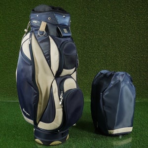 BENNINGTON MB-06 CART BAG 14-WAY DIVIDERS & PUTTER WELL GOLF BAG, BLUE / BIEGE