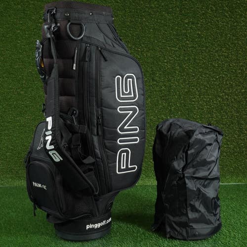 PING RETRO CART BAG 7-WAY DIVIDERS GOLF BAG, BLACK ~ GOLF CLUB LOGO!