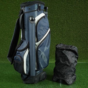 RJ SPINNER CART BAG 14-WAY DIVIDERS & PUTTER WELL  ROLLING GOLF BAG, BLUE ~ WOW!