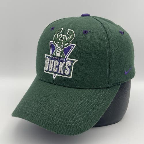 Vintage Milwaukee Bucks Nike 100% Wool Strapback Hat Cap