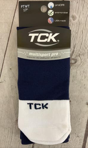 TCK 35452 Twin City Knitting Durable Performance Athletic Socs Navy White 17"