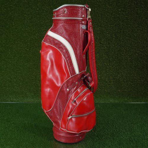 VINTAGE & RARE MACGREGOR CART BAG GOLF BAG, RED/WHITE ALLIGATOR SKIN PATTERN!