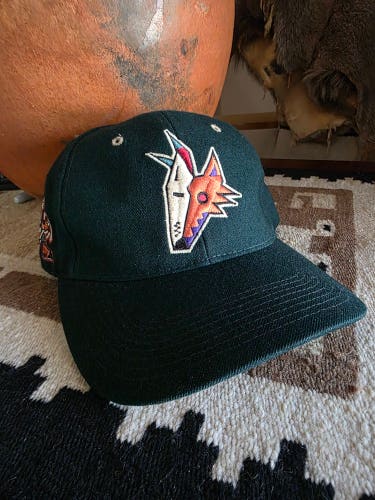 Arizona Coyotes Vintage Green Zephyr Graf-X Low Profile Snapback Wool Hat EUC