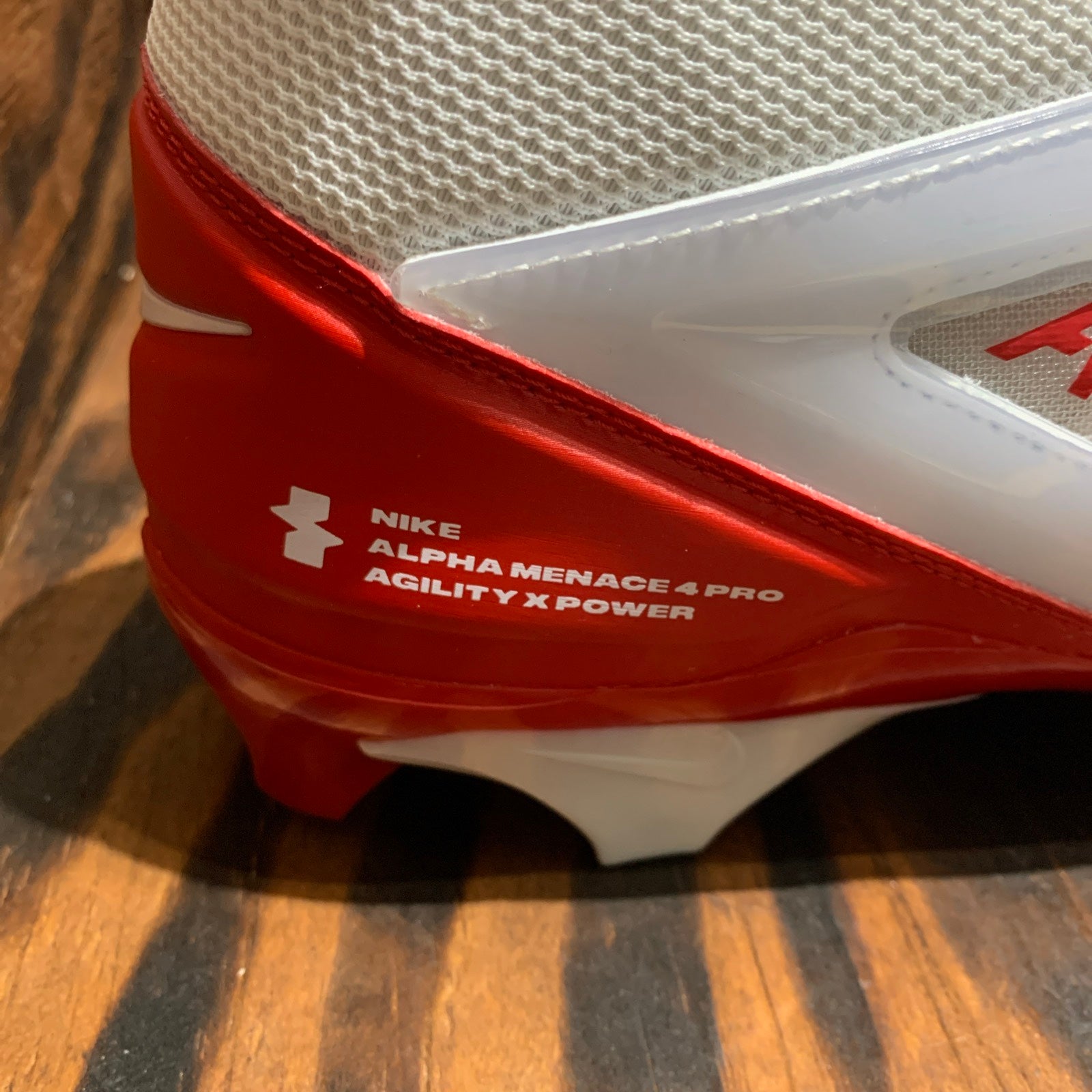 Nike Alpha Menace 4 Pro Football Cleats Men\'s Size 10 FD7037-102 Red White‎ New Nike Alpha Menace 4 Pro Football Cleats Men main image 3