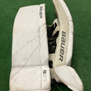 White Medium Senior Bauer Supreme S27 Goalie Leg Pads (Used)