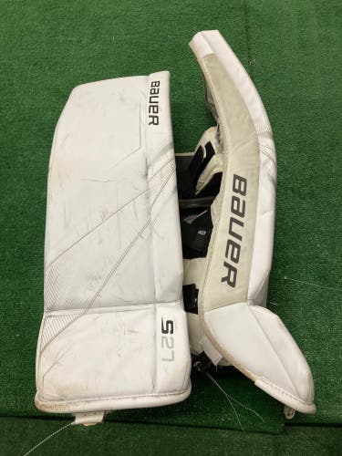 White Medium Senior Bauer Supreme S27 Goalie Leg Pads (Used)