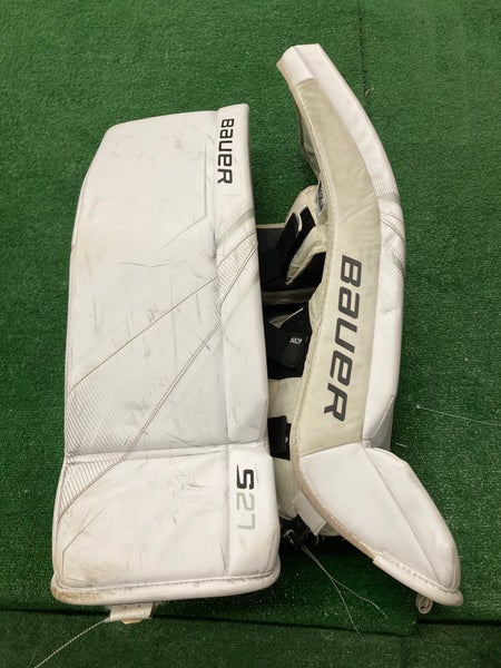 White Medium Senior Bauer Supreme S27 Goalie Leg Pads (Used)