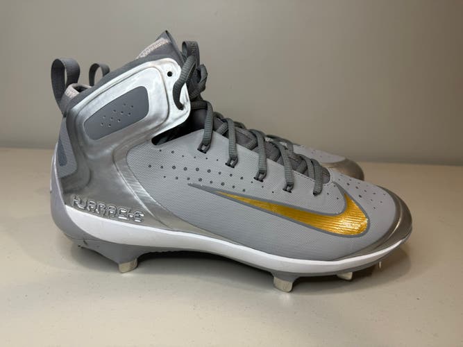 Size 11 Men’s Nike Alpha Huarache Elite High Metal Baseball Cleats Wolf Grey New