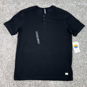 Vuori Shirt Mens Medium Black Ever Henley Pima Cotton Stretch Performance Basic