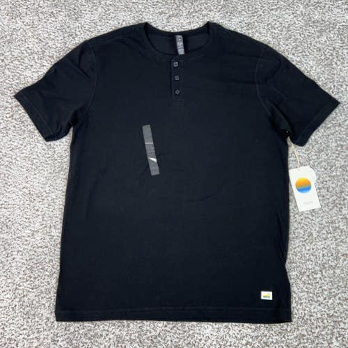 Vuori Shirt Mens Medium Black Ever Henley Pima Cotton Stretch Performance Basic