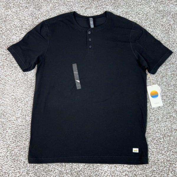Vuori Shirt Mens Medium Black Ever Henley Pima Cotton Stretch Performance Basic