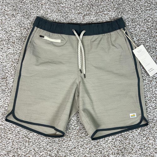Vuori Shorts Mens Small Gray Banks Beachsand Slub Stripe Performance Swim New
