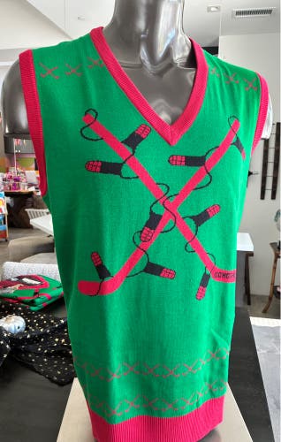 Holiday Gongshow Hockey Knit Sweater Vest, New
