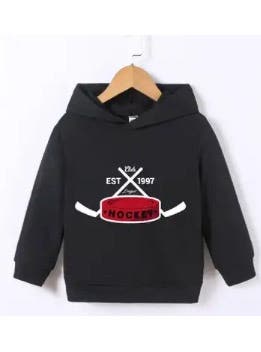 Kids Hockey Hoodie, Black (New, 5-6)
