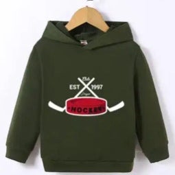 Kids Hockey Hoodie, Army Green  (New, 5-6)