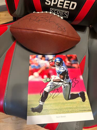 Deion Branch autographed Football and Photo