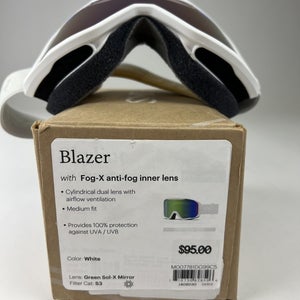 Smith Blazer Ski / Snow Goggles, White Frame, Green Sol-X Mirror Lens New