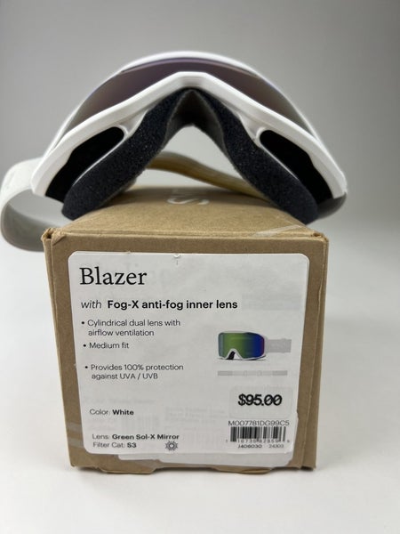 Smith Blazer Ski / Snow Goggles, White Frame, Green Sol-X Mirror Lens New