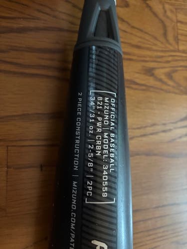 2021 Mizuno B21 PWRCRBN BBCOR Certified Bat (-3) 31 oz 34" (Used)