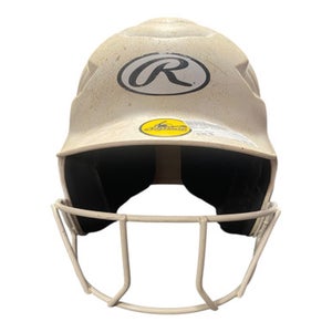 Used Rawlings RCFH Batting Helmet w/Mask White One Size 11375-S000365839