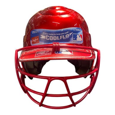 Used Rawlings COOLFLO Batting Helmet w/Mask Red One Size 11375-S000366021