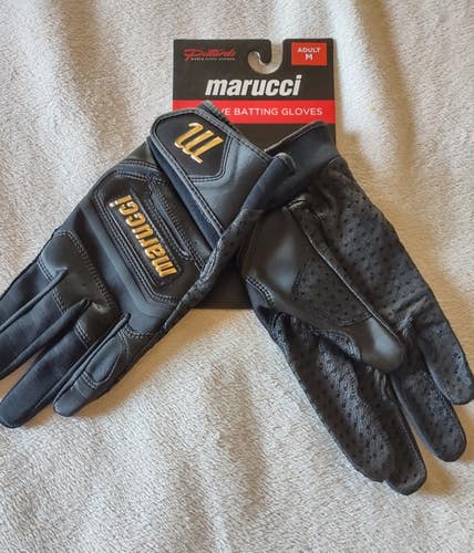 NEW Marucci (Adult M) Pittards Reserve Batting Gloves Black/Gold