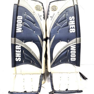 Used Sher-wood CERBERUS 30 INCH Goalie Leg Pads Junior Navy And White 30" 11860-S000297868