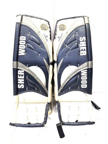 Used Sher-wood CERBERUS 30 INCH Goalie Leg Pads Junior Navy And White 30" 11860-S000297868