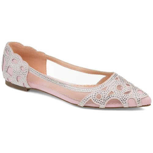 Journee Collection Batavia Ballet Flats Women's 11 Pink Rhinestone Slip On PQ633