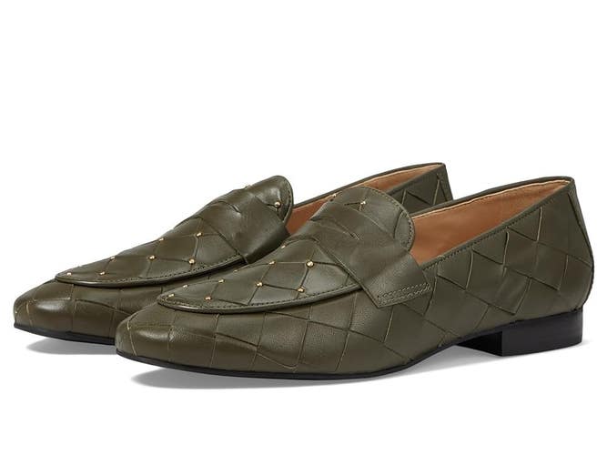 French Sole Milly Flats Women's US 6 Olive Green Leather Round Toe Slip-On PQ645