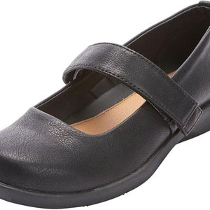 Comfortview Carla Flats Women's US 7 Black Leather Round Toe Mary Jane PQ637