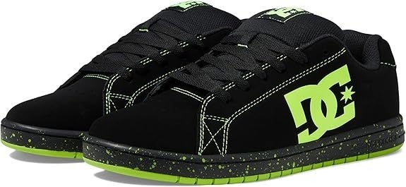 DC Gaveler Sneakers Men's US 7.5 Black Leather Low Top Skateboarding Shoes PQ643