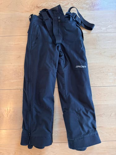 Black Size 12 Kids Unisex Spyder Ski Race Pants (Used) Excellent - side zip off