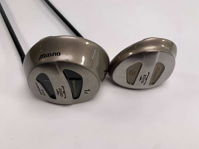 Mizuno T-Zoid Driver & 3 Fairway Wood Set 9* 15* Turbo Gold 85g Stiff Mens RH