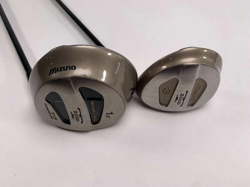 Mizuno T-Zoid Driver & 3 Fairway Wood Set 9* 15* Turbo Gold 85g Stiff Mens RH