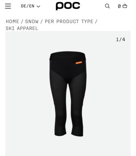 Black Small / Medium Kids Unisex POC ski cut resistant 3/4 tights (Used)