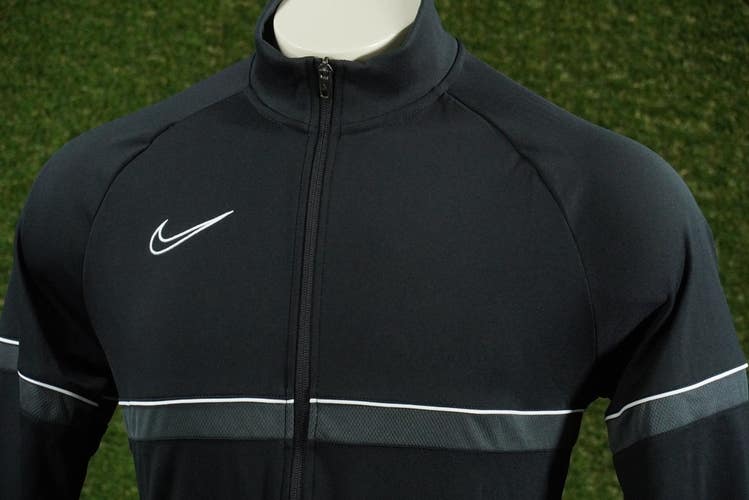 MENS LARGE NIKE DRI-FIT ACADEMY KNIT SOCCER TRACK JACKET LONG SLEEVE BLACK, VGC