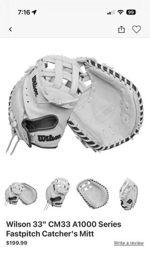 RH Wilson Catcher's Softball Glove 33" (New)