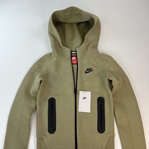Nike Kids Sportswear Tech Fleece Neutral Olive Full-Zip Hoodie FD3285-276 Sz S