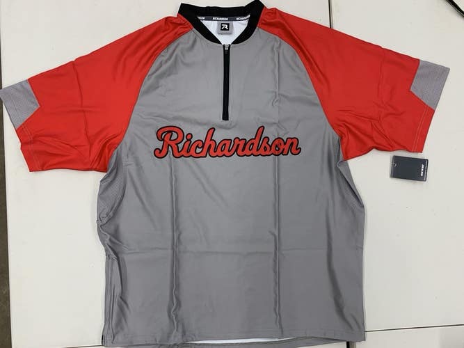 Richardson Batting Jacket Pullover 1/4 Zip Men's Large Short Sleeve