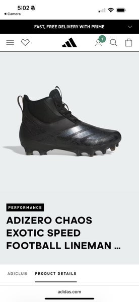 Black Unisex Size M 14.0 (W 15.0) Adult Adidas Cleats (Used)