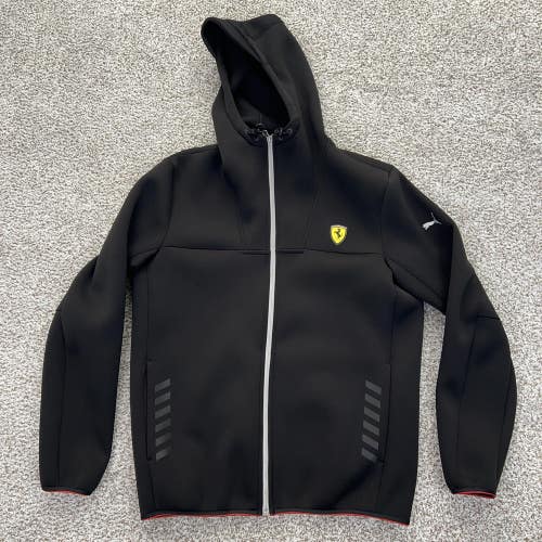 Puma Ferrari Jacket Mens Large Black Full Zip Hoodie Scuderia F1 Racing Shield