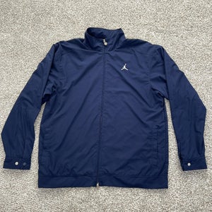 Jordan Jacket Mens Large Navy Blue Full Zip Windbreaker Polyester Jumpman Logo