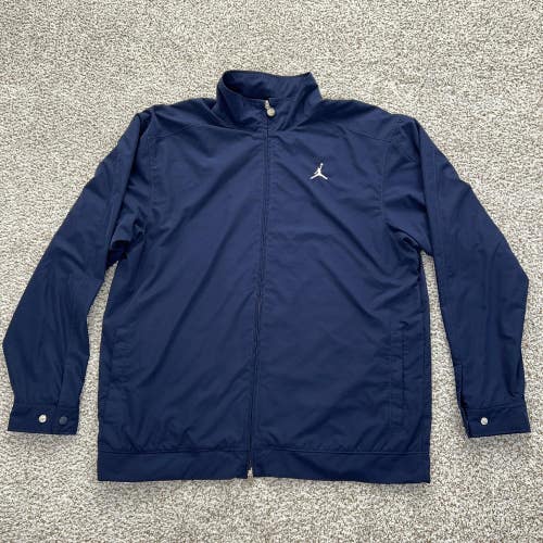 Jordan Jacket Mens Large Navy Blue Full Zip Windbreaker Polyester Jumpman Logo