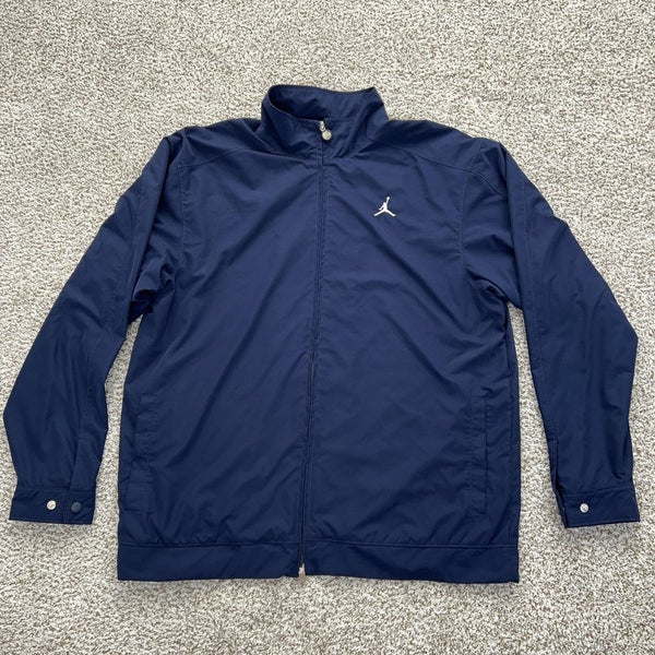 Jordan Jacket Mens Large Navy Blue Full Zip Windbreaker Polyester Jumpman Logo