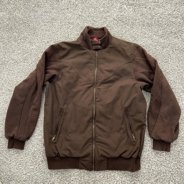 Jordan Jacket Mens XL Brown Full Zip Retro Bomber Checkered Lined Jumpman Logo
