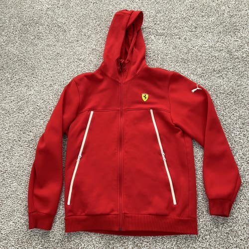 Puma Ferrari Jacket Mens Large Scuderia Red Full Zip Sweatshirt Racing Hoodie